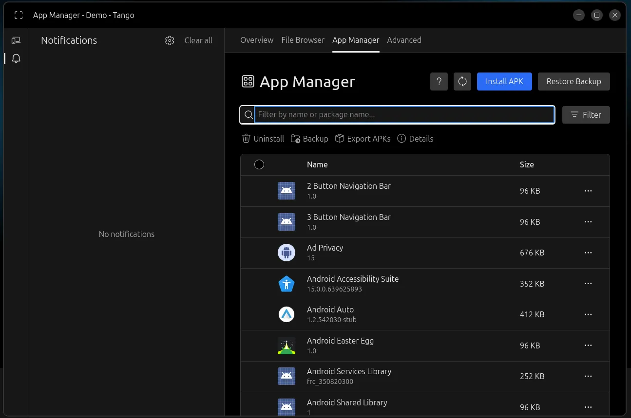 Tango App manager